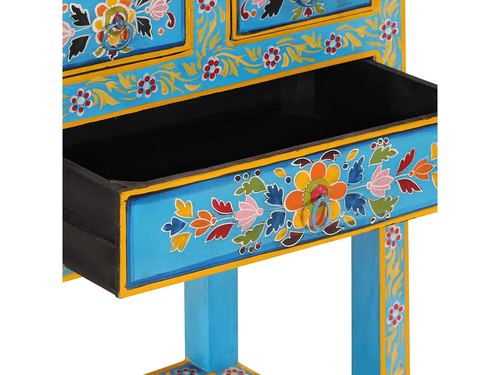 Aparador turquesa de madera maciza de mango 55x30x76 cm