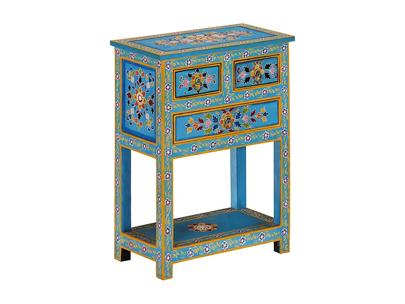 Dressoir 55x30x76 cm massief mangohout turquoise