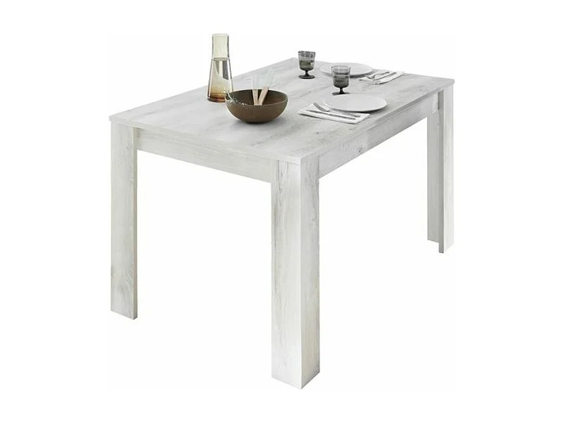 Table extensible 4 à 6 personnes L 137 à 185cm mélaminé blanc grisé Pilari