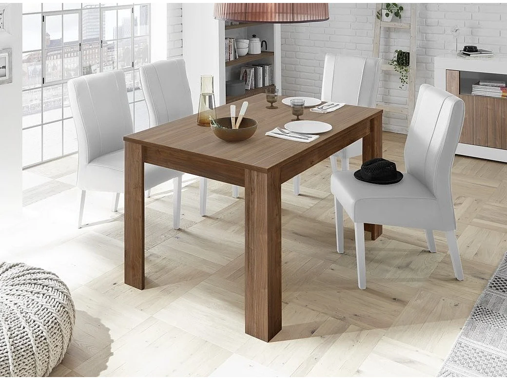 Table extensible 4 à 6 personnes L 137 à 185cm mélaminé noyer Pilari