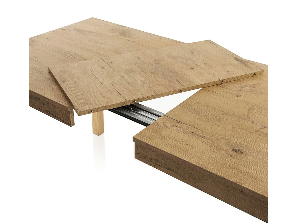 Table extensible 4 à 6 personnes L 130cm à 170cm mélaminé chêne clair Thali