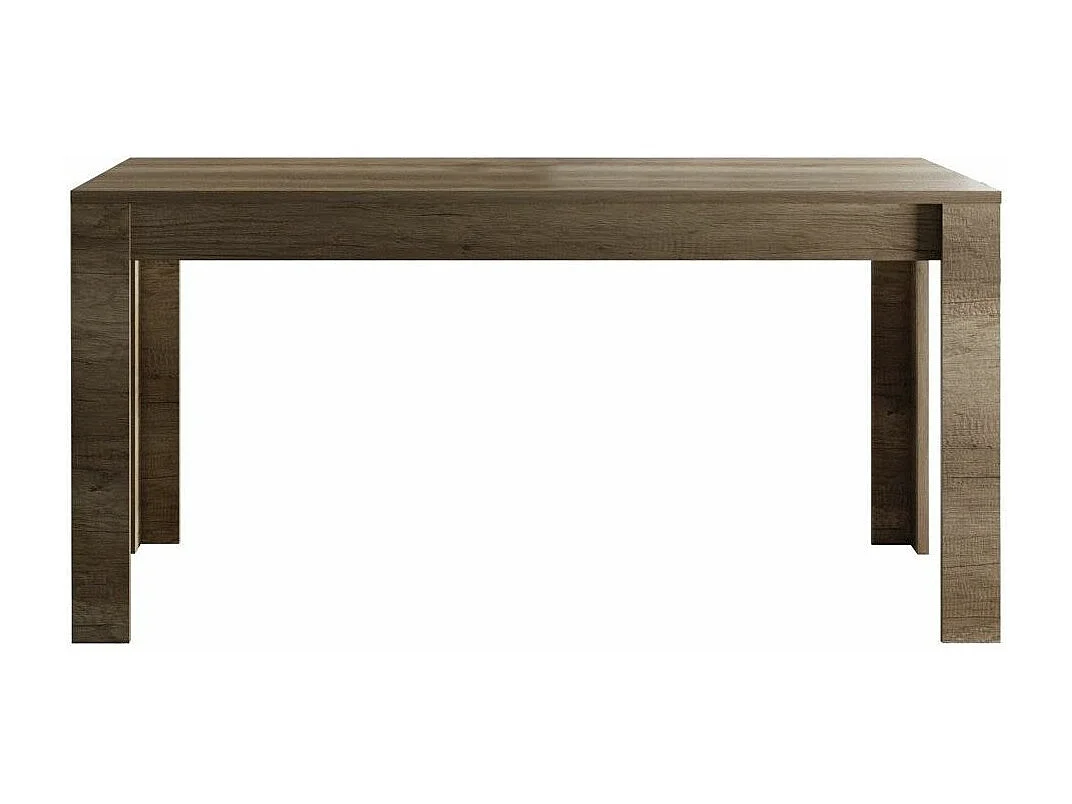 Table extensible 4 à 6 personnes L 137 à 185cm mélaminé chêne foncé Saxo