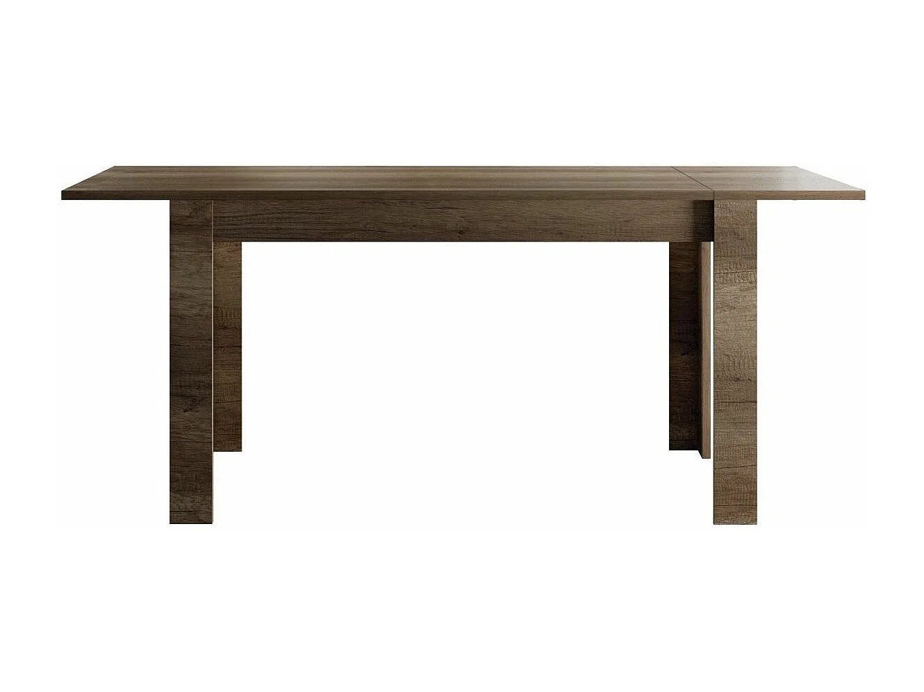 Table extensible 4 à 6 personnes L 137 à 185cm mélaminé chêne foncé Saxo