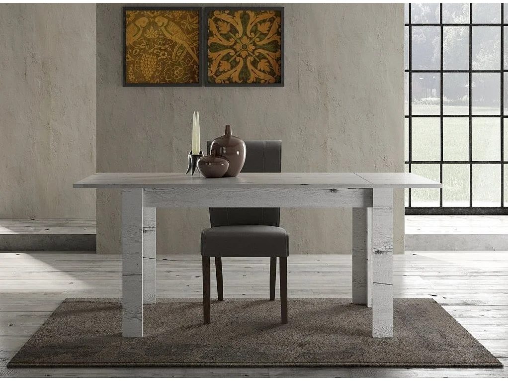 Uitschuifbare tafel voor 4 tot 6 personen L 137 tot 185 cm Saxo eikengrijs melamine