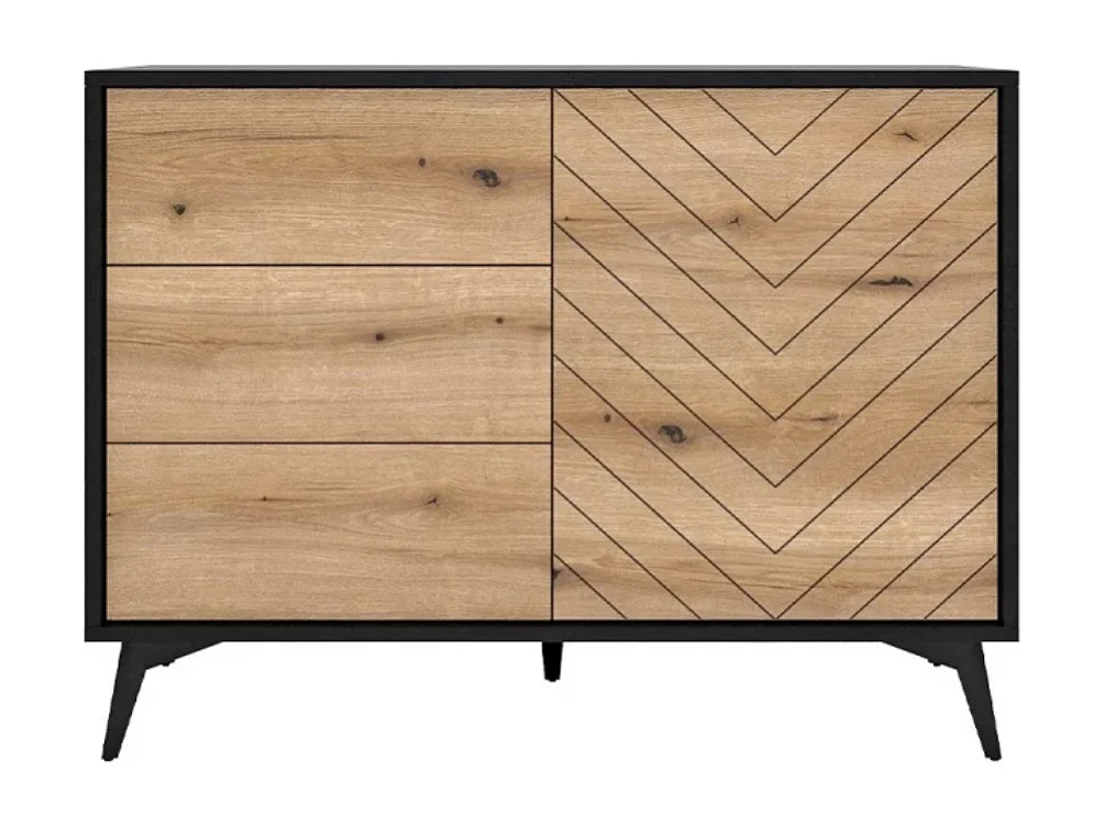 Cómoda AMBIHOME JESS - Preto/Carvalho, C104xP39xA77cm