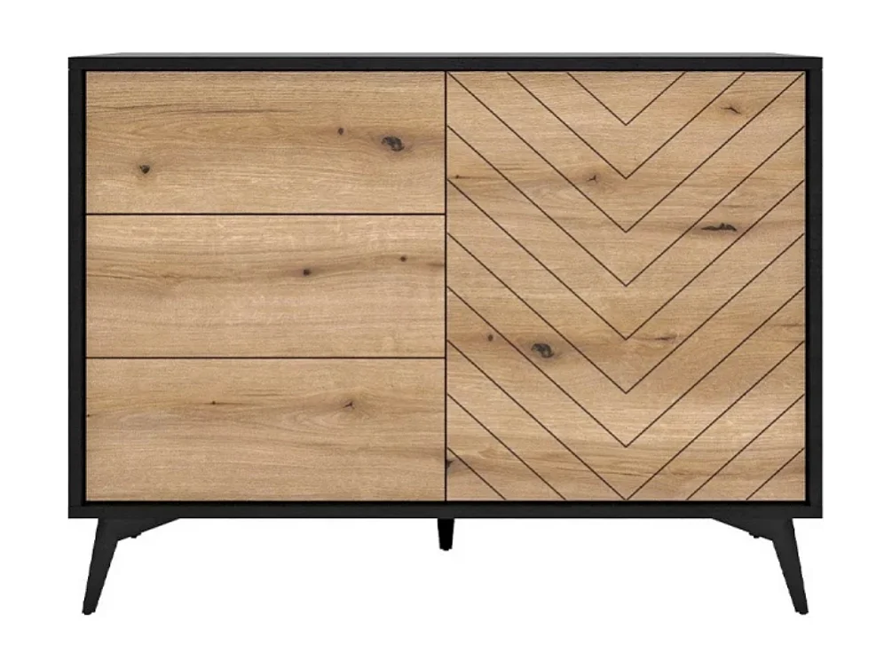 Cómoda AMBIHOME JESS - Preto/Carvalho, C104xP39xA77cm