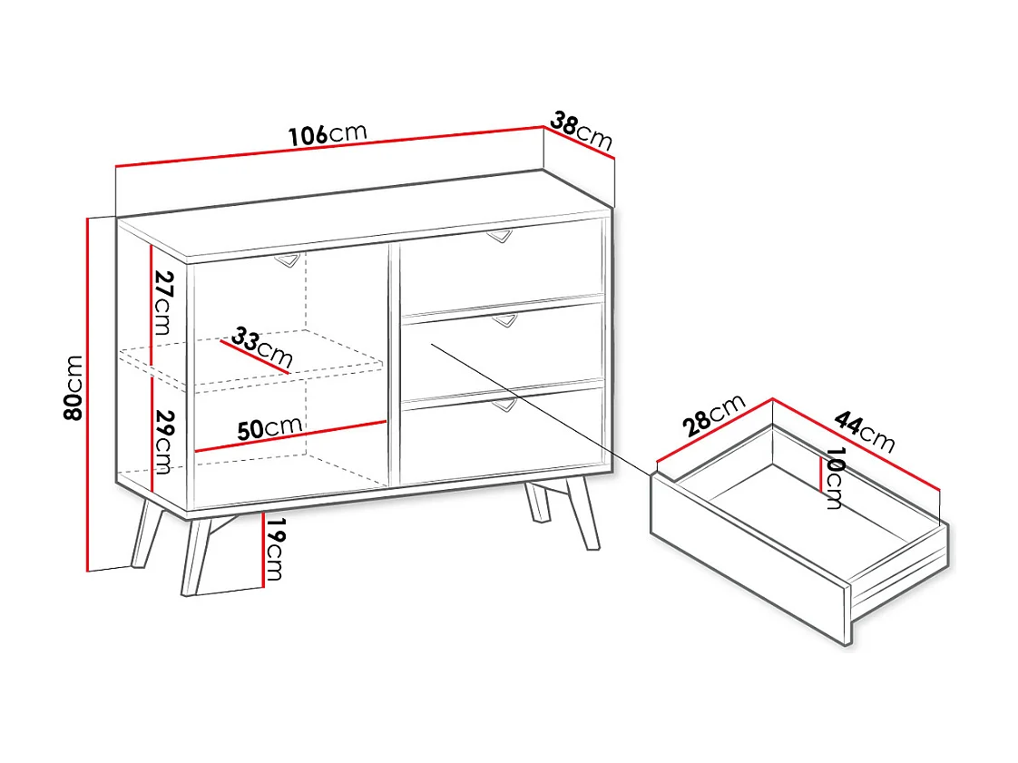 Cómoda AMBIHOME CHO - Bege, C106xP38xA80cm
