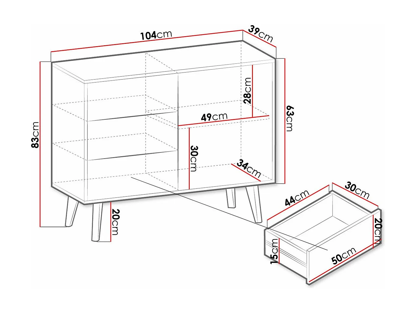 Cómoda AMBIHOME DAMA 104x39x83cm