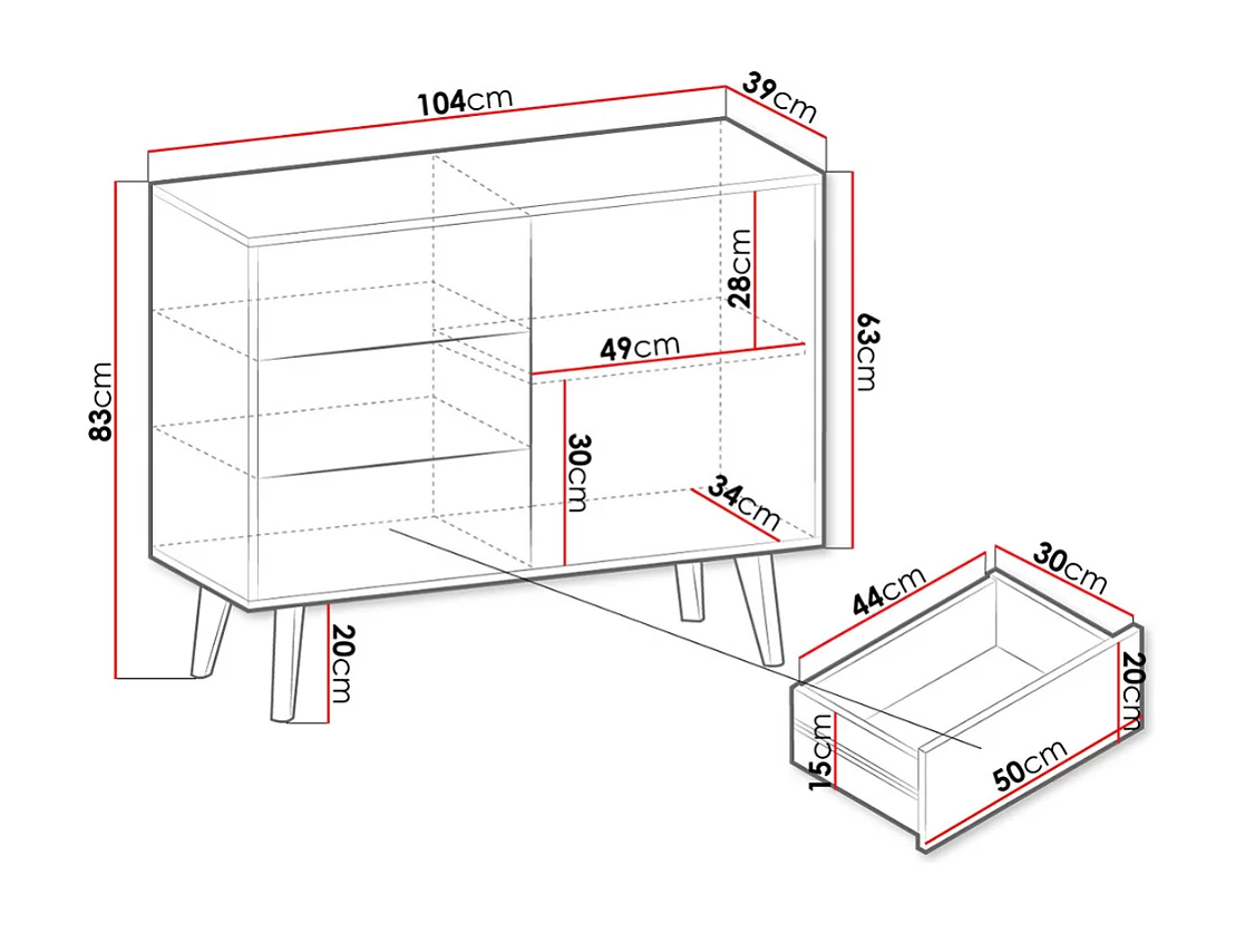 Cómoda AMBIHOME DAMA 104x39x83cm