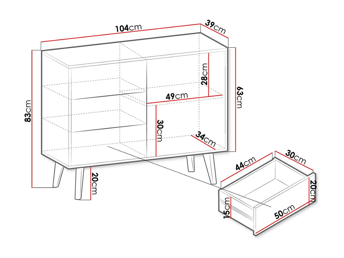 Cómoda AMBIHOME DAMA 104x39x83cm
