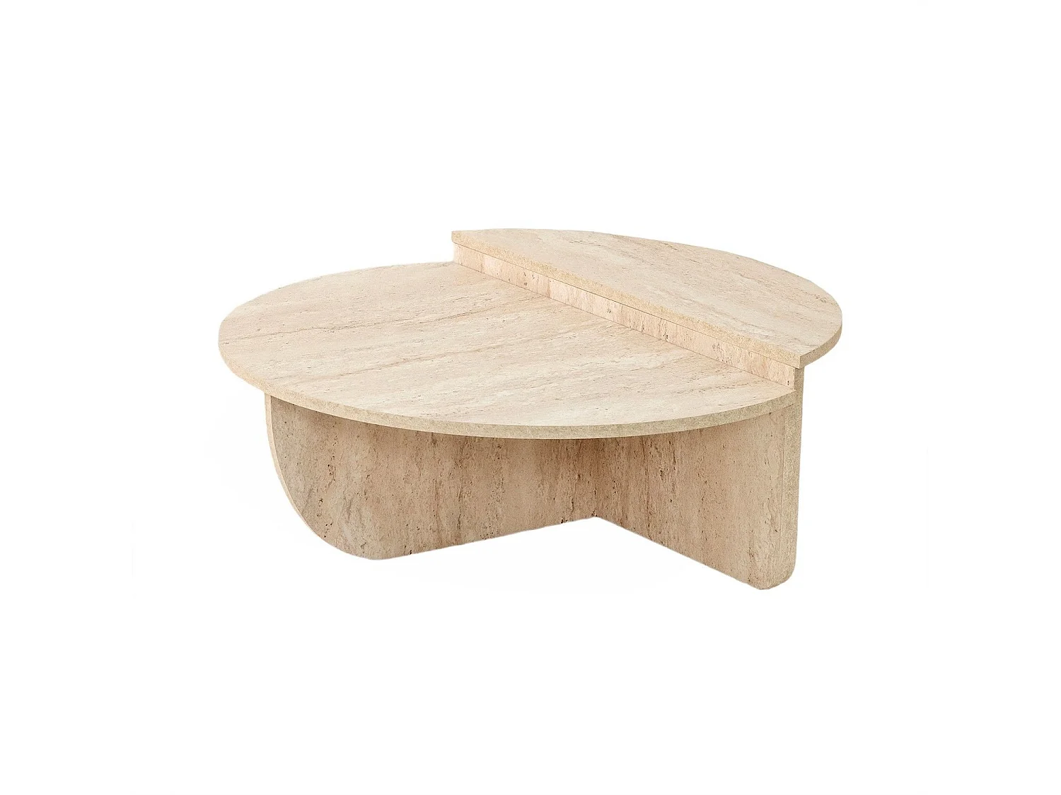 Table basse design Yellin D90cm Effet travertin Beige