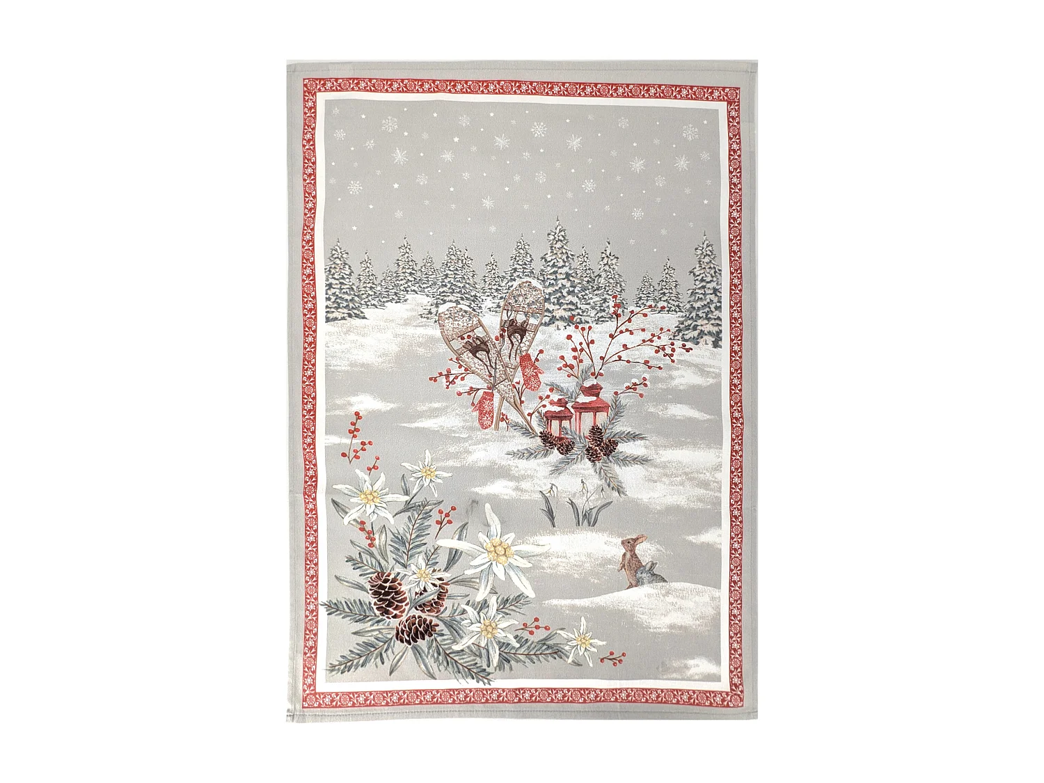 Lot de 2 torchons de cuisine 50x70 cm coton RANDONNEE gris