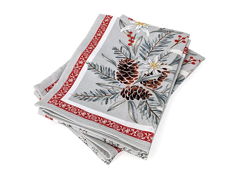 Lot de 2 torchons de cuisine 50x70 cm coton RANDONNEE gris