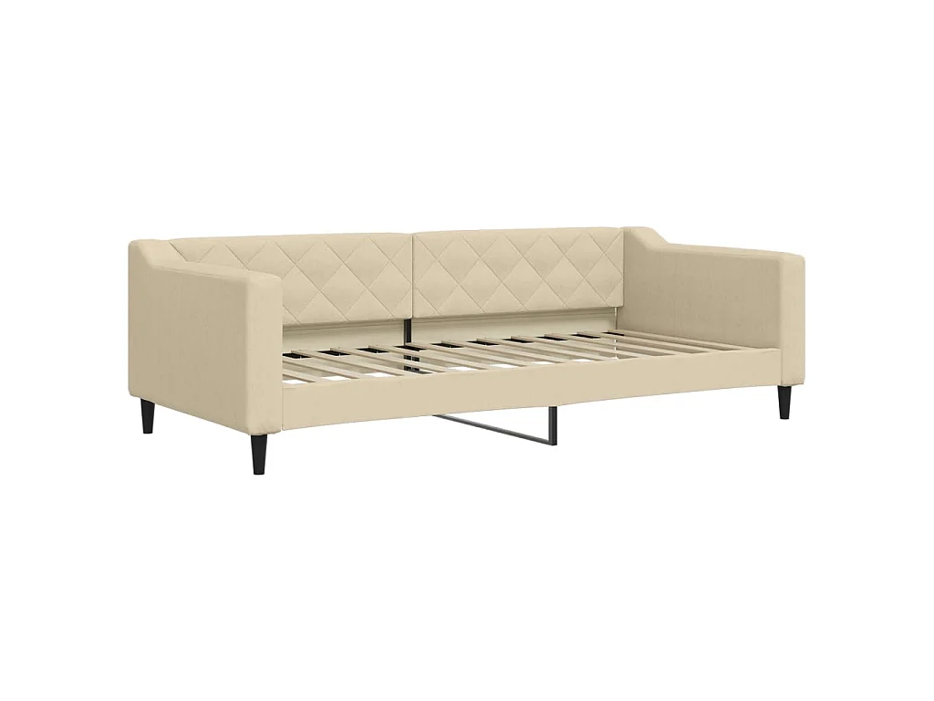 Tagesbett Ausziehbar mit Matratzen Creme 90x200 cm Stoff