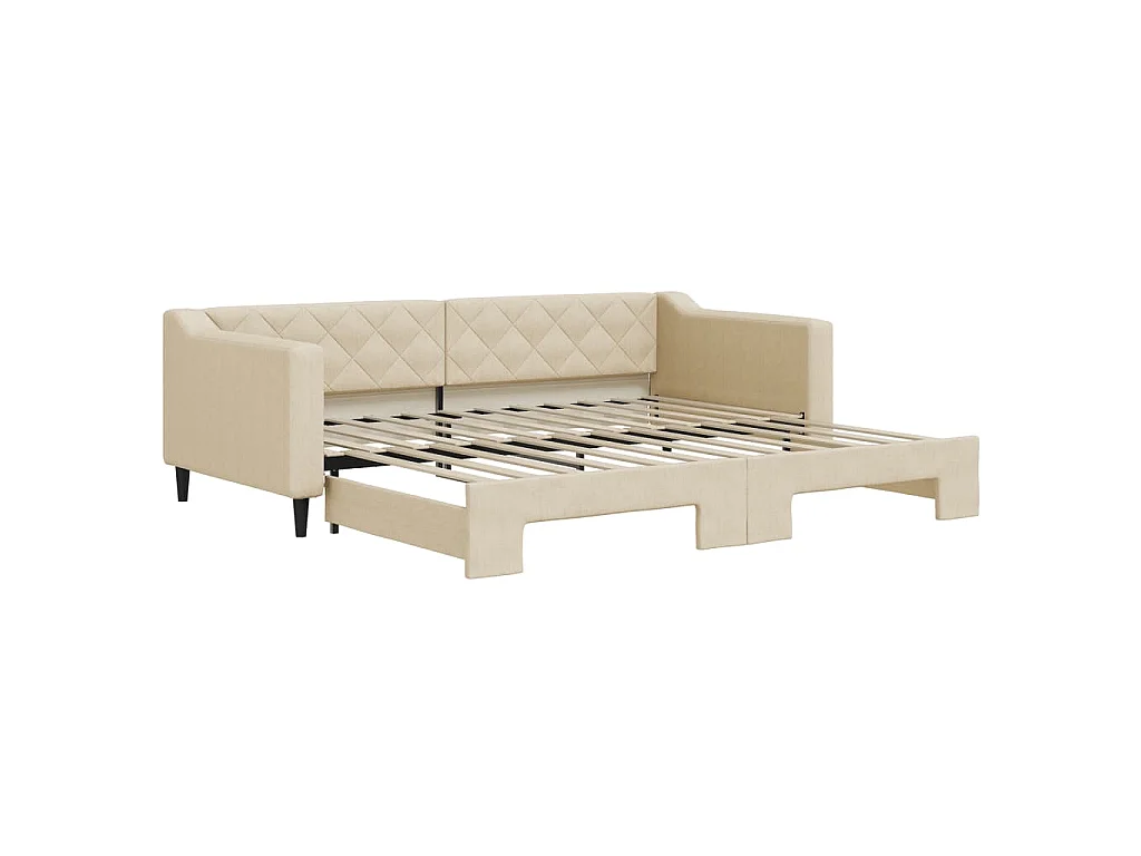 Divano Letto con Letto Estraibile Crema 90x200 cm in Tessuto