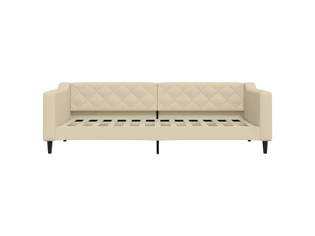 Divano Letto con Letto Estraibile Crema 90x200 cm in Tessuto