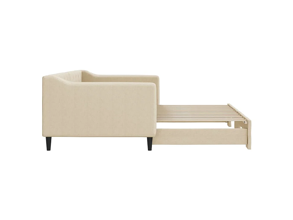 Divano Letto con Letto Estraibile Crema 90x200 cm in Tessuto