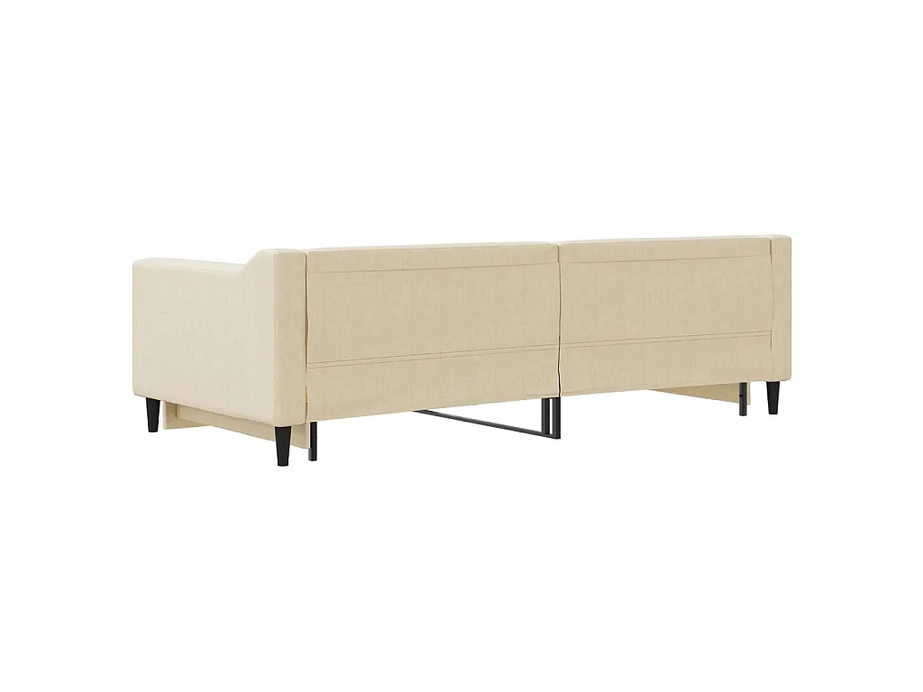 Divano Letto con Letto Estraibile Crema 90x200 cm in Tessuto
