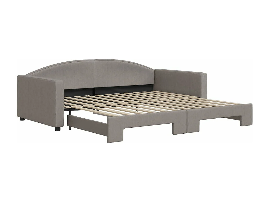 Lit de jour avec lit gigogne taupe 100x200 cm tissu