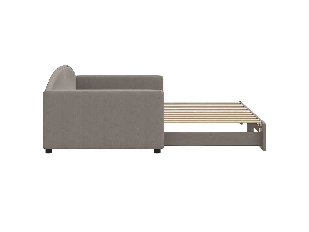 Tagesbett Ausziehbar Taupe 100x200 cm Stoff