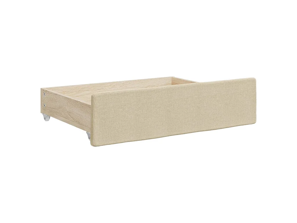 Slaapbank met onderschuifbed en lades 90x200 cm stof crèmekleur