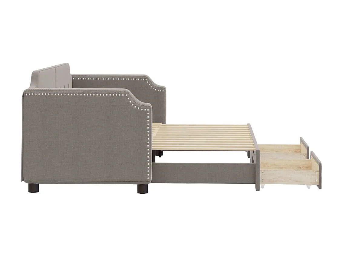 Slaapbank met onderschuifbed en lades 80x200 cm stof taupe