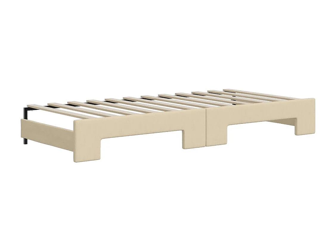 Slaapbank met onderschuifbed 90x200 cm stof crèmekleurig