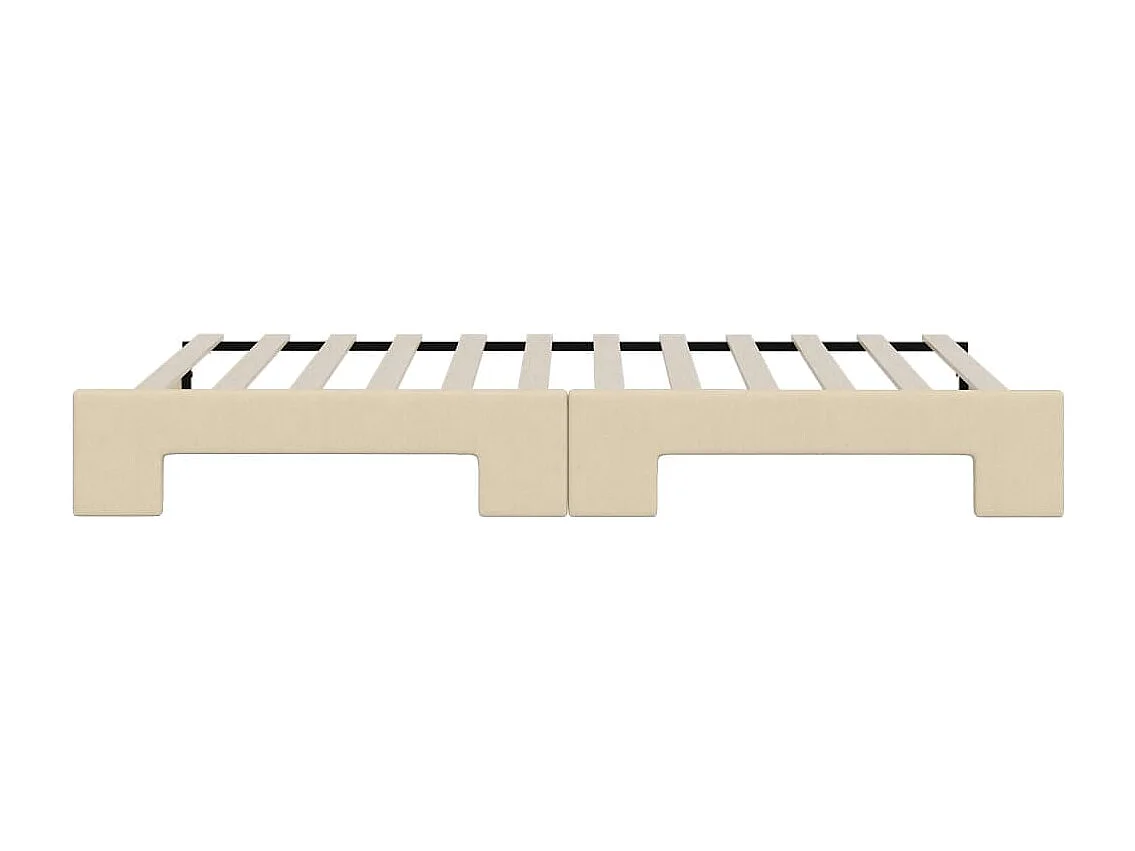 Slaapbank met onderschuifbed 90x200 cm stof crèmekleurig