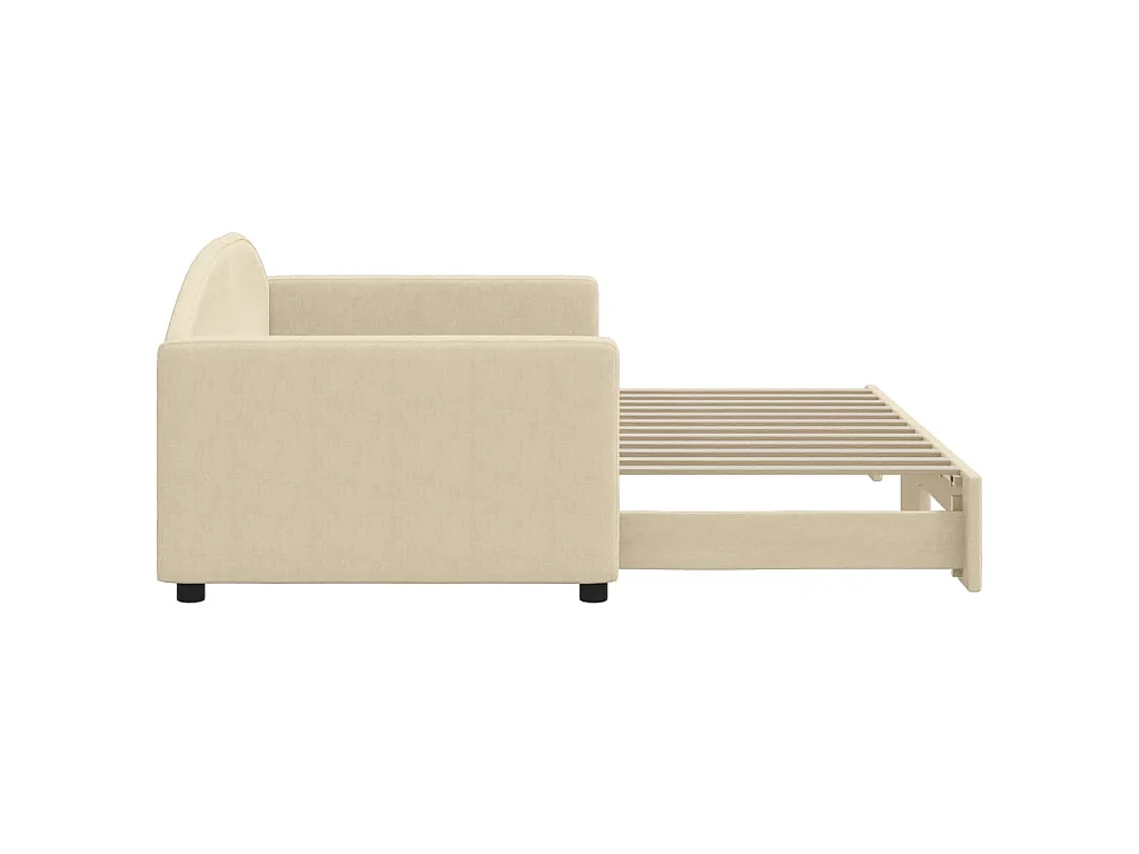 Tagesbett Ausziehbar Creme 90x200 cm Stoff