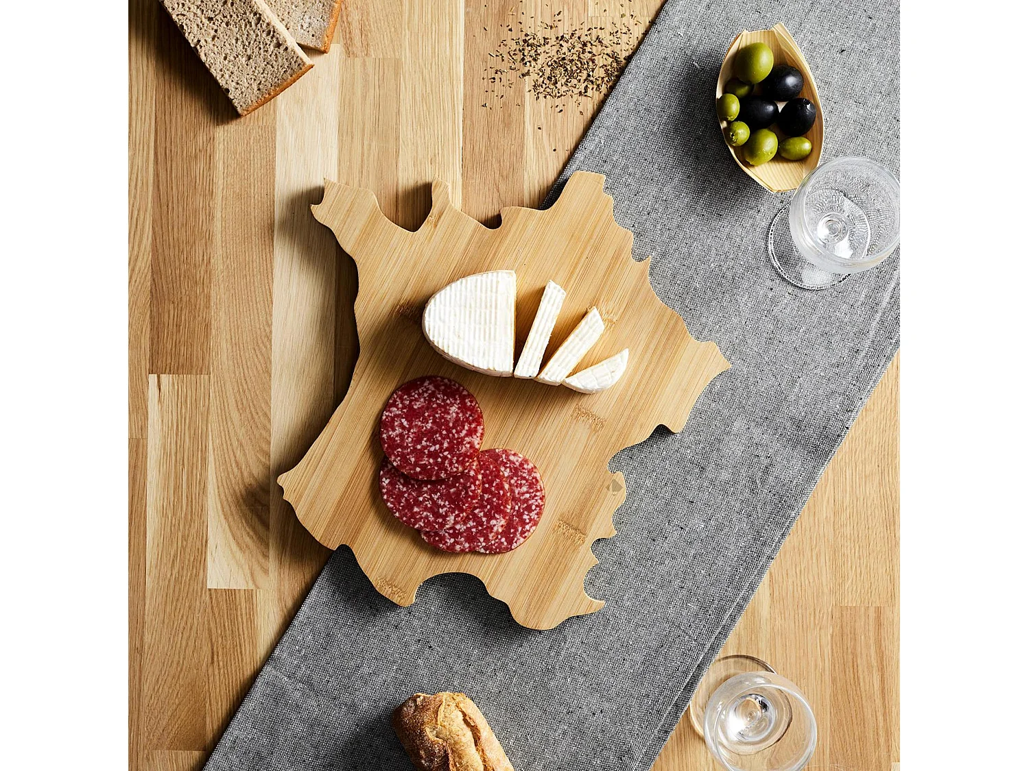 Planche en bois en bambou DOUCE FRANCE forme pays de la France marron