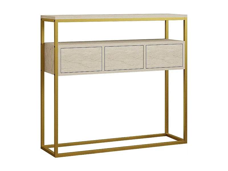 Sideboard – 90 x 70 x 34 cm – Travertinfarbe – Melaminbeschichtete Spanplatte