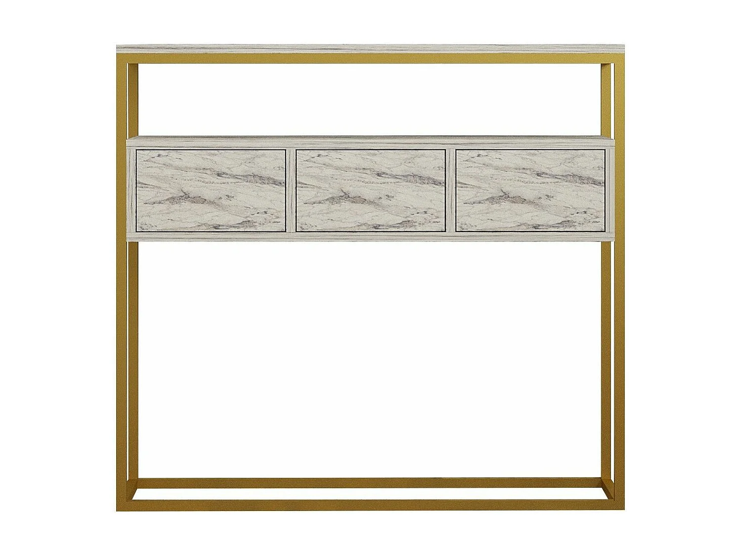 Buffet moderne 3 portes Marthe L100cm Effet marbre Blanc et Or