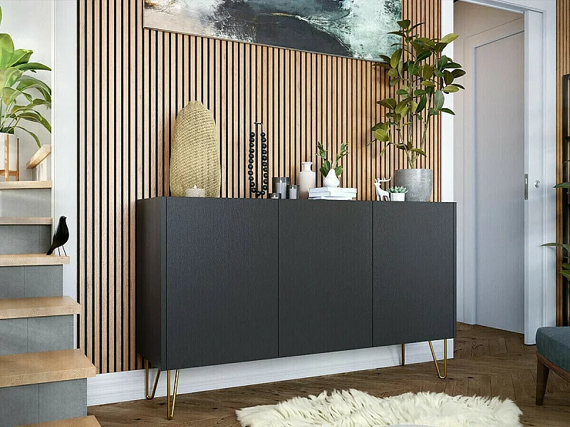 Aparador AMBIHOME ALICE Preto/Mármore 144x37x83cm