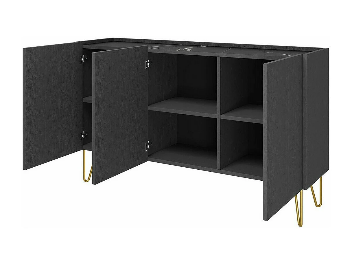 Aparador AMBIHOME ALICE Preto/Mármore 144x37x83cm