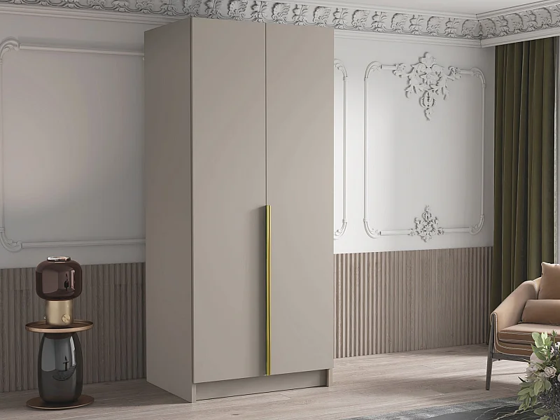 Armario Closico 195, Cachemira|Dorado, 215x100x58cm, Puertas de armario: Con bisagras