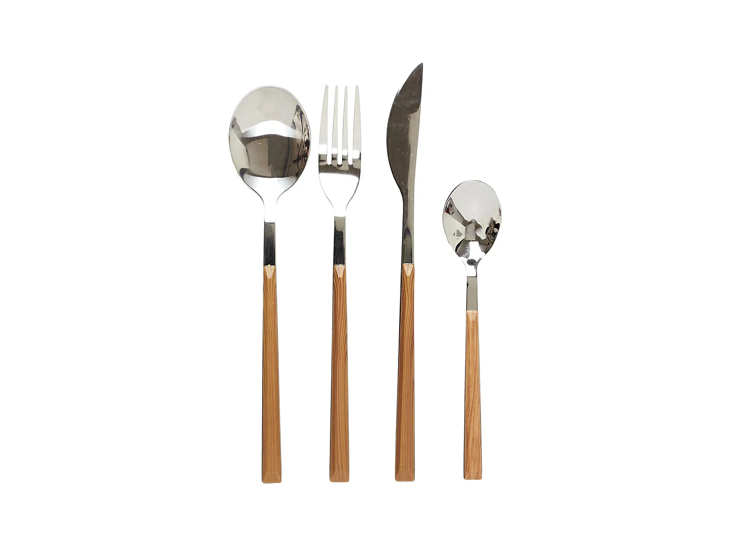 Ménagère en acier inoxydable 16 couverts collection LUMBER effet bois marron