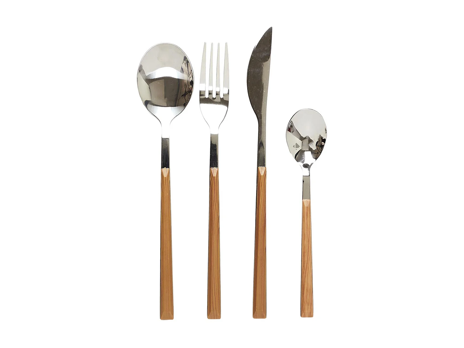 Ménagère en acier inoxydable 16 couverts collection LUMBER effet bois marron