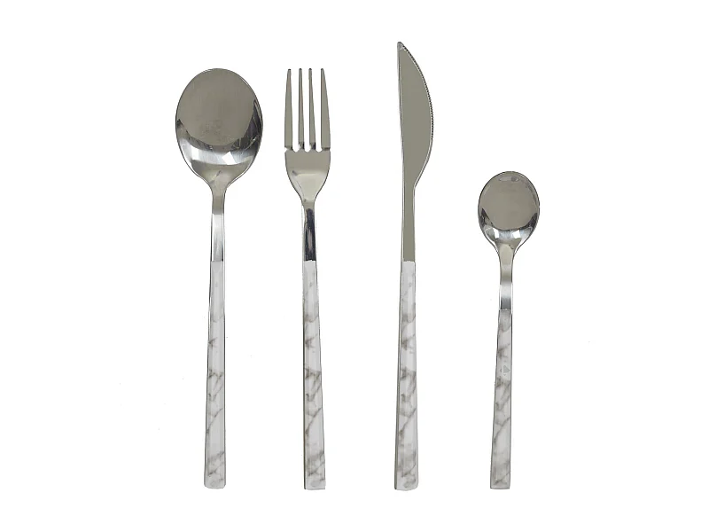Ménagère en acier inoxydable 16 couverts RILEY effet marbre argenté