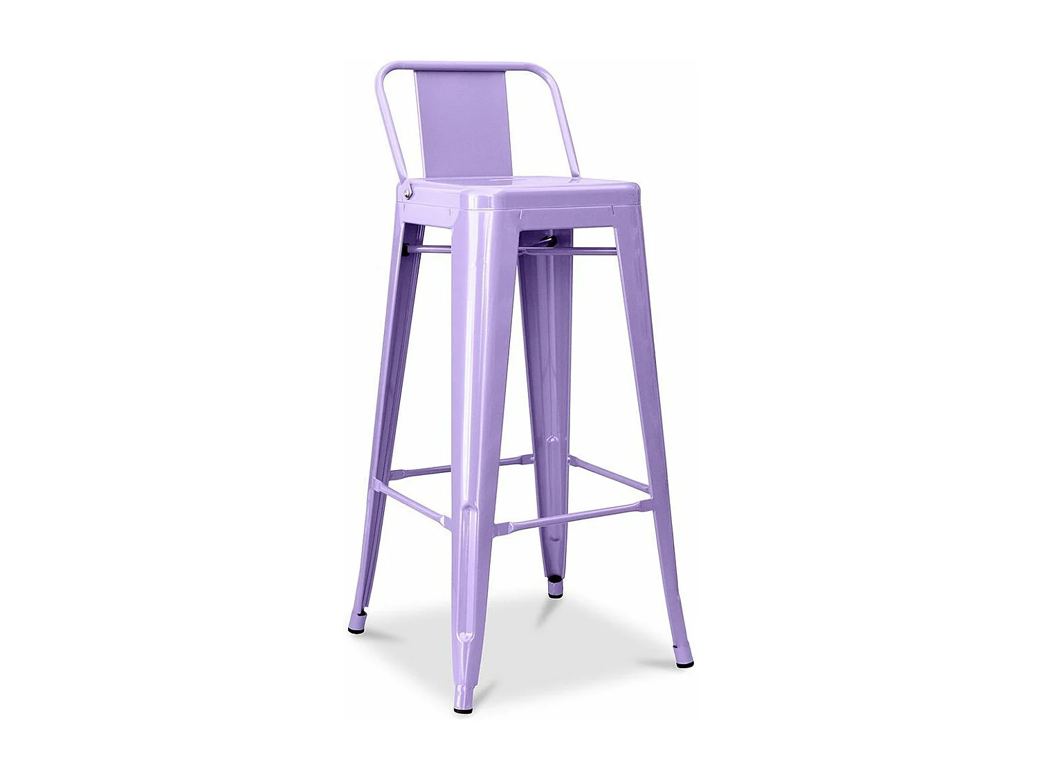 Tabouret haut industriel avec dossier acier brillant Kalax 76cm --Couleur Violet