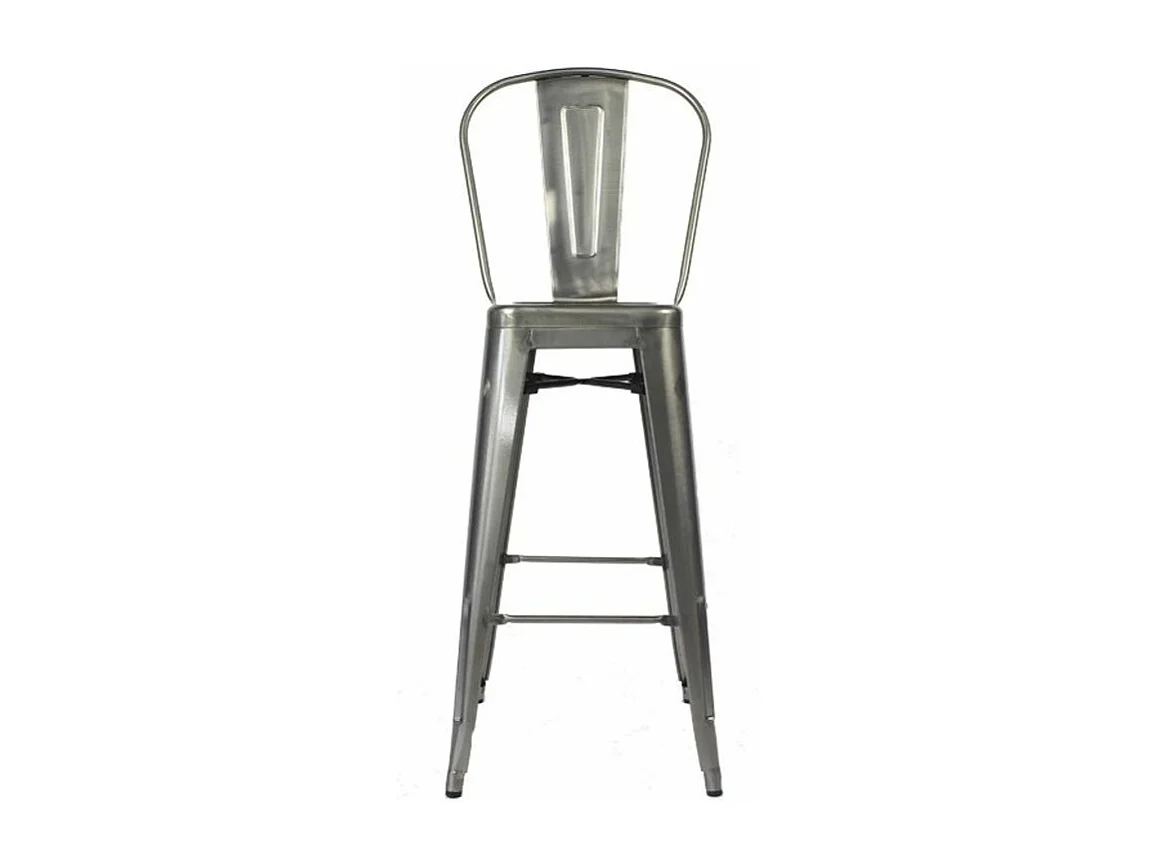 Chaise de bar industriel acier argent Kokan 76cm