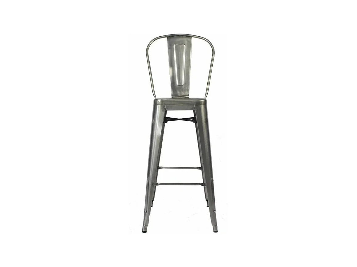 Chaise de bar industriel acier argent Kokan 76cm