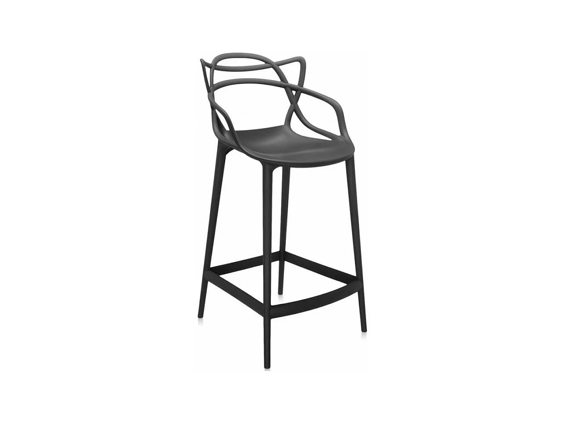 Tabouret moderne avec accoudoirs noir Beliano 66cm