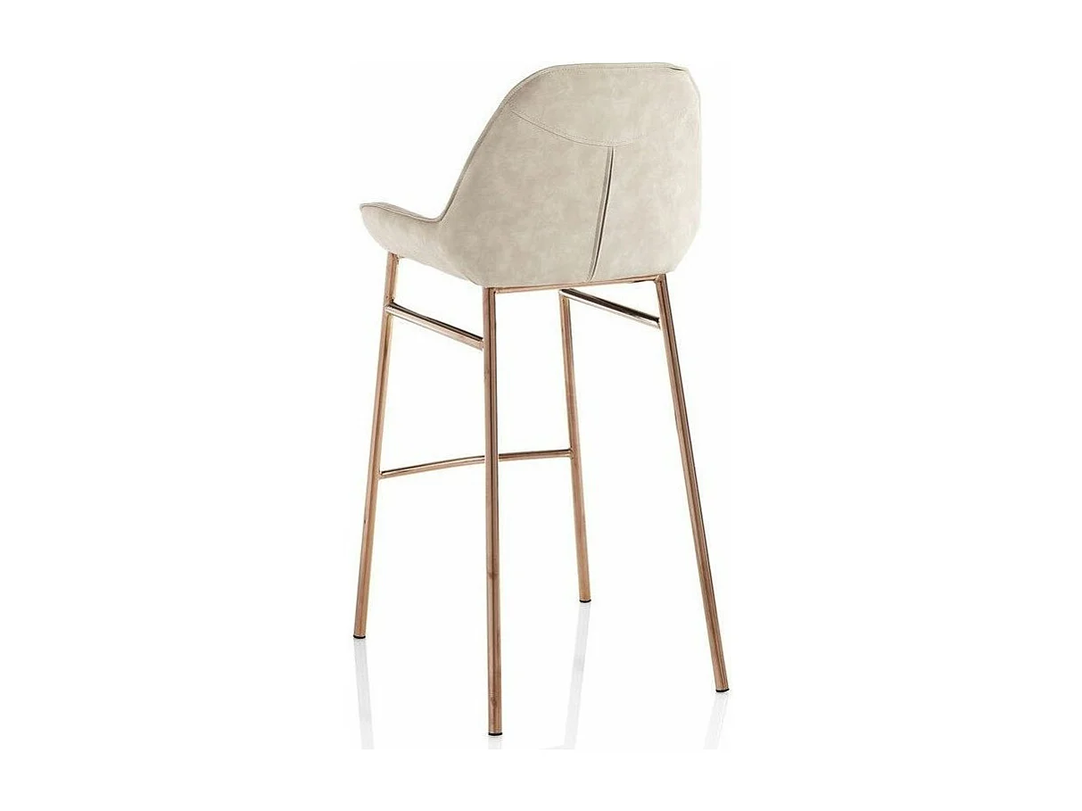 Tabouret de bar simili cuir beige et pieds métal cuivré Omery - Lot de 2