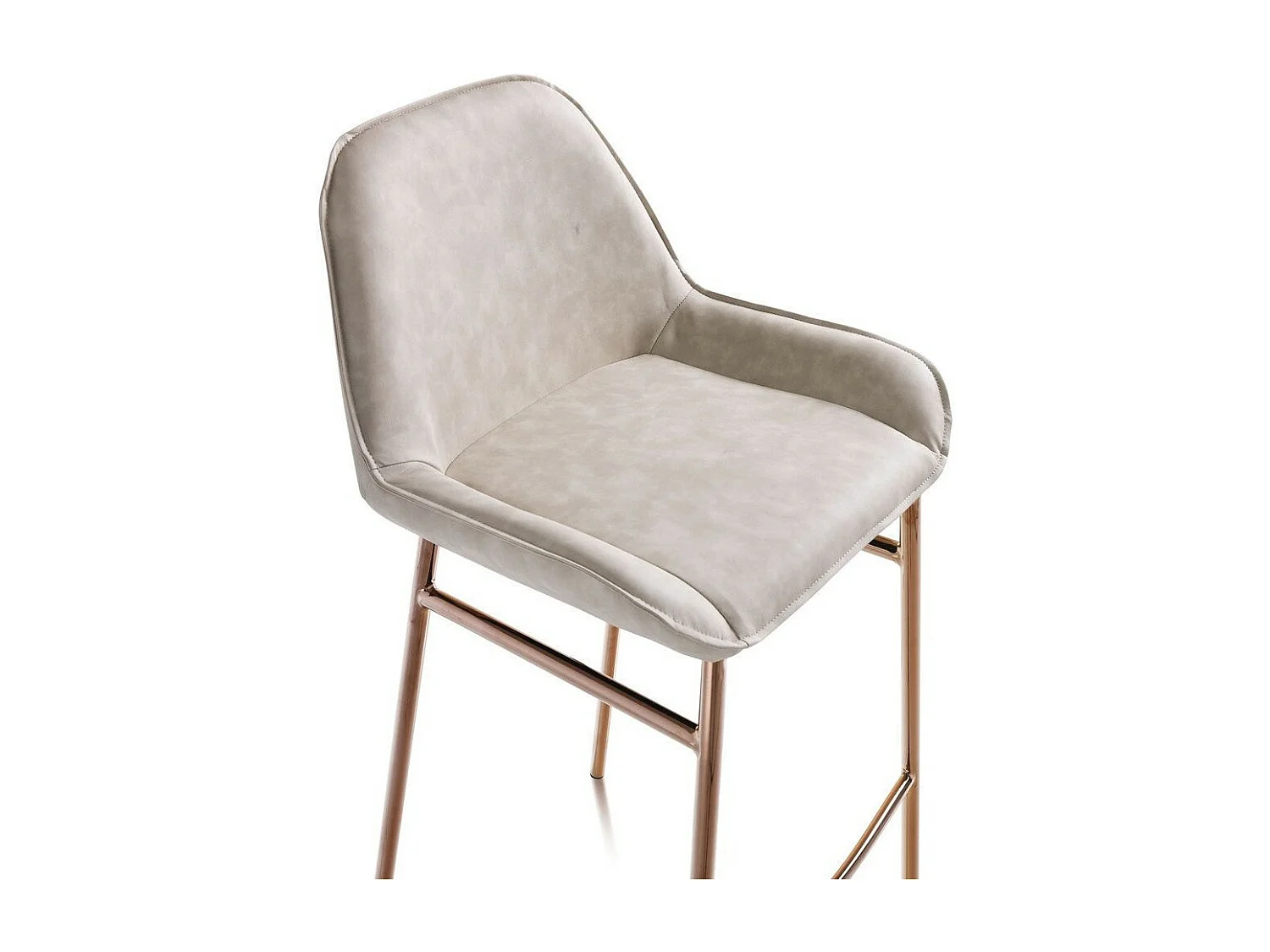 Tabouret de bar simili cuir beige et pieds métal cuivré Omery - Lot de 2