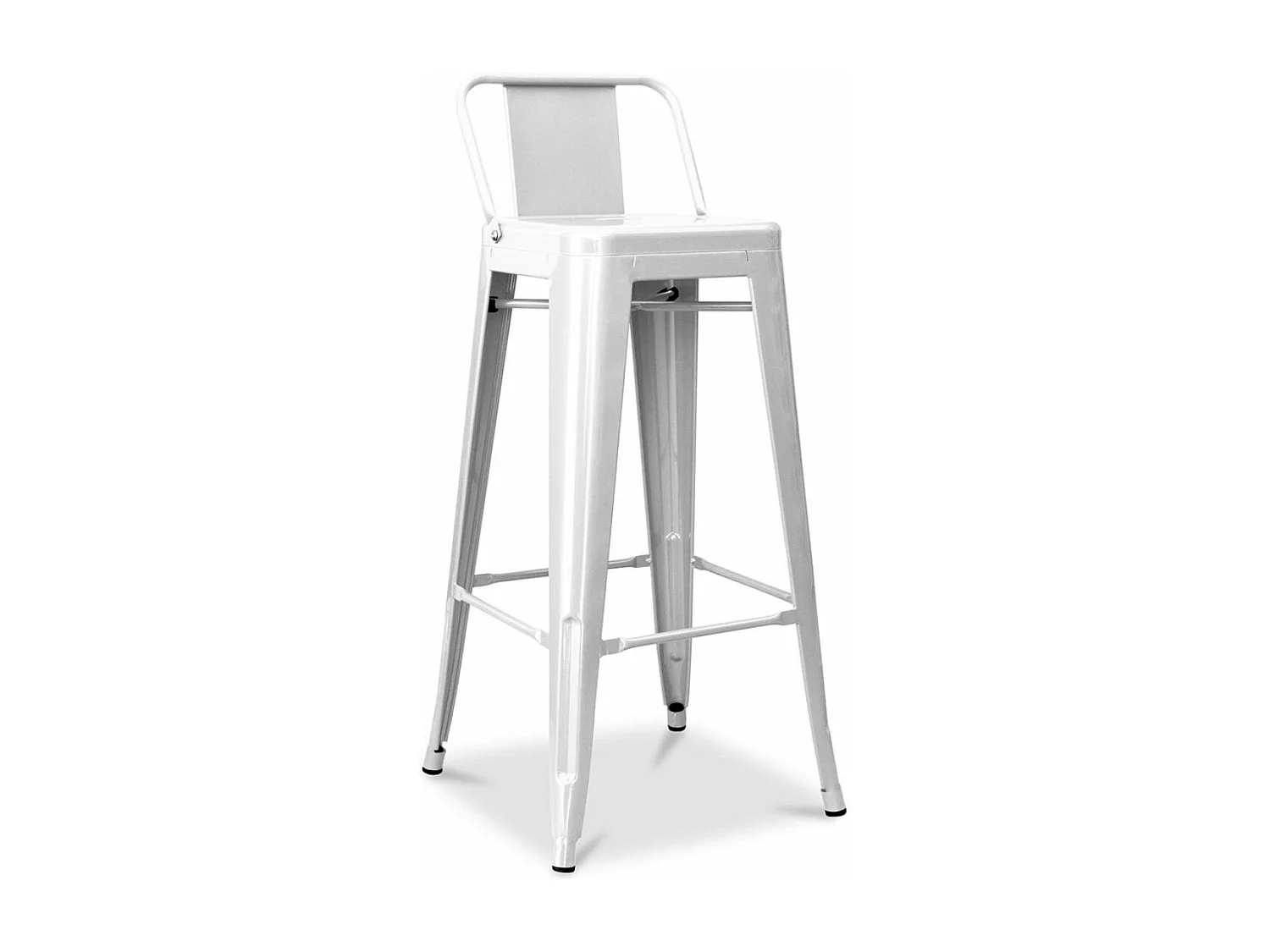 Tabouret haut industriel avec dossier acier brillant Kalax 76cm --Couleur Blanc