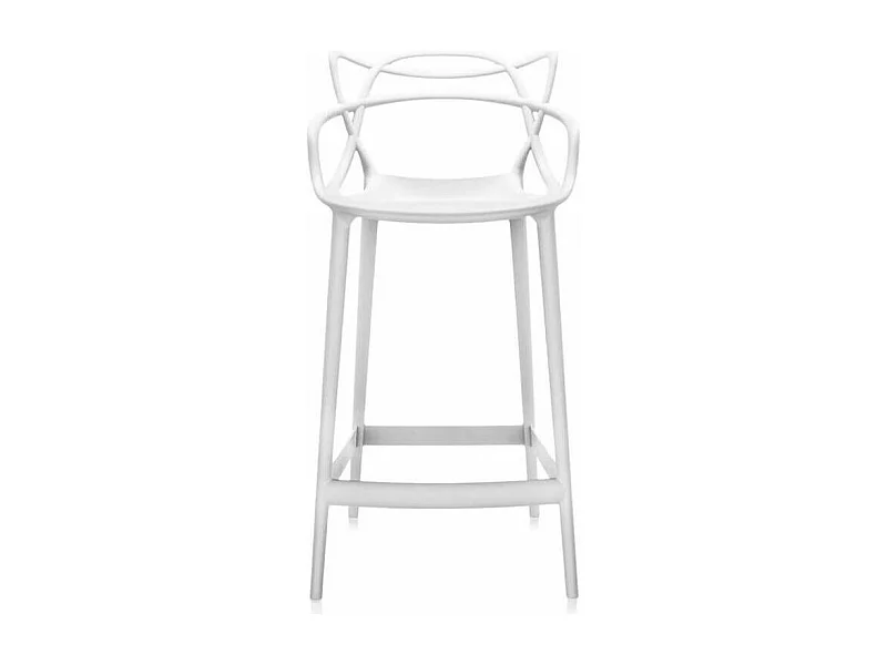 Tabouret moderne avec accoudoirs blanc Beliano 66cm
