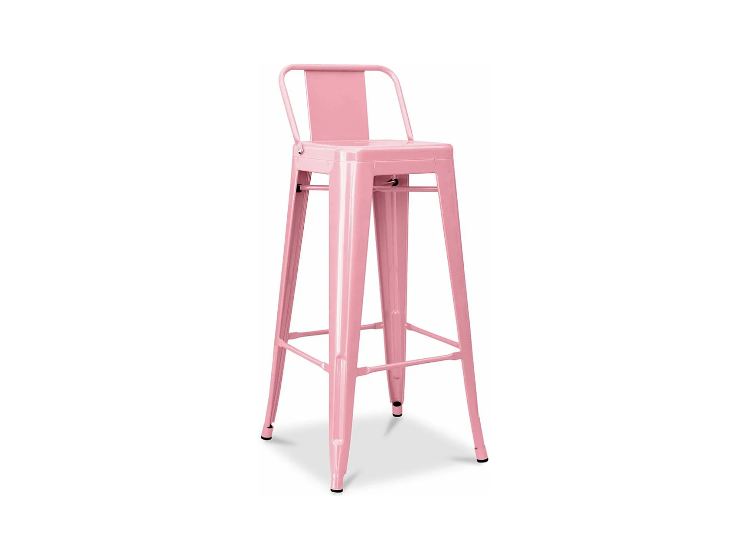 Tabouret haut industriel avec dossier acier brillant Kalax 76cm --Couleur Rose