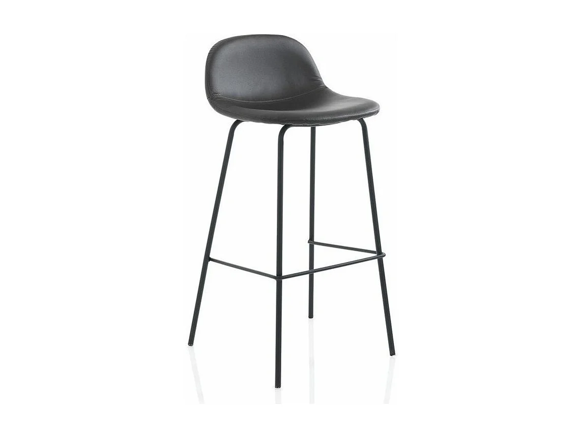 Tabouret de bar simili cuir marron et pieds métal noir Vyre - Lot de 2