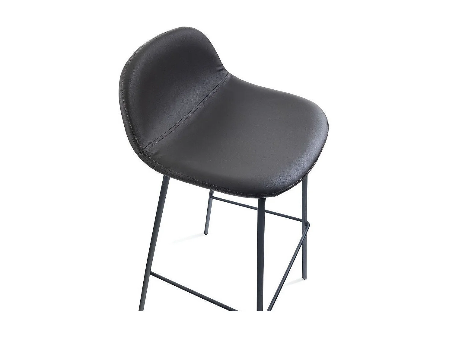 Tabouret de bar simili cuir marron et pieds métal noir Vyre - Lot de 2