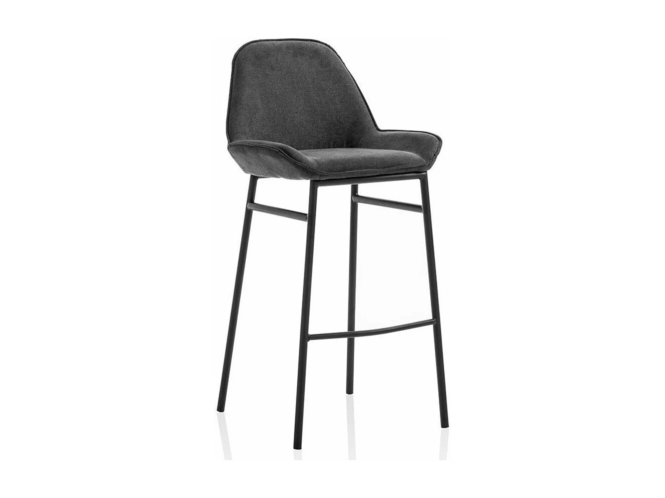 Tabouret de bar tissu gris foncé et pieds métal noir Omery - Lot de 2